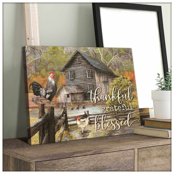 Canvas Painting Wall Art Decor Farm Farmhouse Canvas Thankful Etsy
