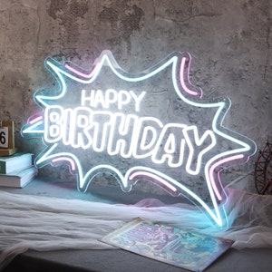 Happy Birthday Neon Sign | Custom Neon Sign | Custom Birthday Sign|Happy Birthday Sign | Gift For Her|Birthday Party Neon Sign