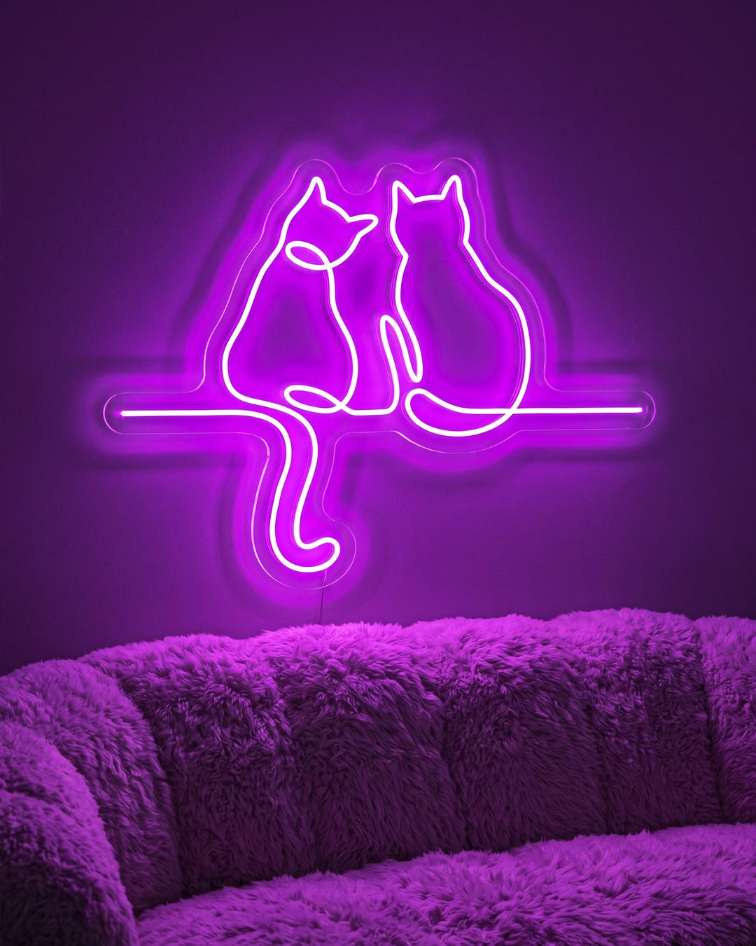 カスタムカップル猫ネオンサイン、カスタムかわいい猫LEDサイン、猫の