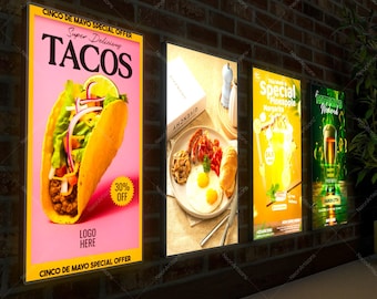 Caja de luz ultradelgada, cajas de luz LED para publicidad de menús, pantalla de pared, cajas de luz con retroiluminación LED, caja de luz LED para carteles publicitarios de películas