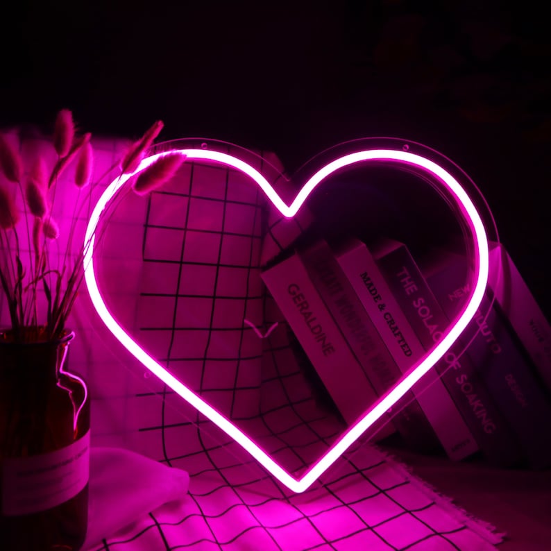 Heart Neon Sign, Love Neon Sign, Wedding Neon Sign, Couple Gift Ideas, Anniversary Gift, Neon Sign Wedding, Wedding Decoration Idea image 6