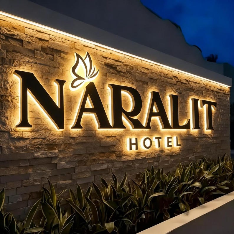 Custom Logo Sign|Backlit Letter Sign for Business Sign|Outdoor Wall Logo Signs| LED Metal Sign|Light up sign|Personalized Beauty Salon Sign image 1