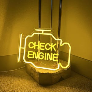 Check Engine LED Neon Sign,Auto Shop Signage,Car Check Engine Light Sign,Auto Service Decor,Engine Wall Decor,Gift For Him,Garage Neon Sign