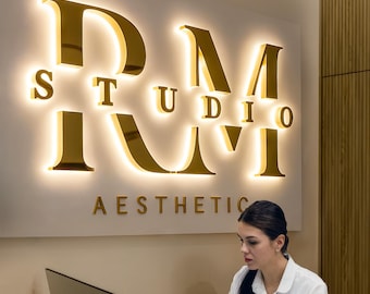 Custom Logo Sign|Backlit Letter Sign for Business Sign|Outdoor Wall Logo Signs| LED Metal Sign|Light up sign|Personalized Beauty Salon Sign