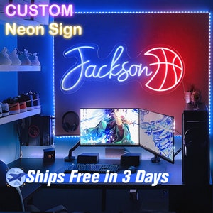 Custom basketball neon sign, neon name sign, personalized basketball neon sign, basketball player gifts, basketball neon sign wall decor