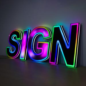 Letra de canal de LED, placa com logotipo personalizado RGB, placa com letra 3D, sinalização com logotipo de parede da empresa, placa comercial, placa de bar para salão de beleza, placa com letra 3D