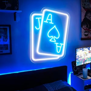 Spielkarten Neon Schilder für Wanddekor, Poker Teens Neonlicht, Gamerneon, Poker Teens Led Neon, Lichtschild für Schlafzimmer, Kasino, Aces Neonschild