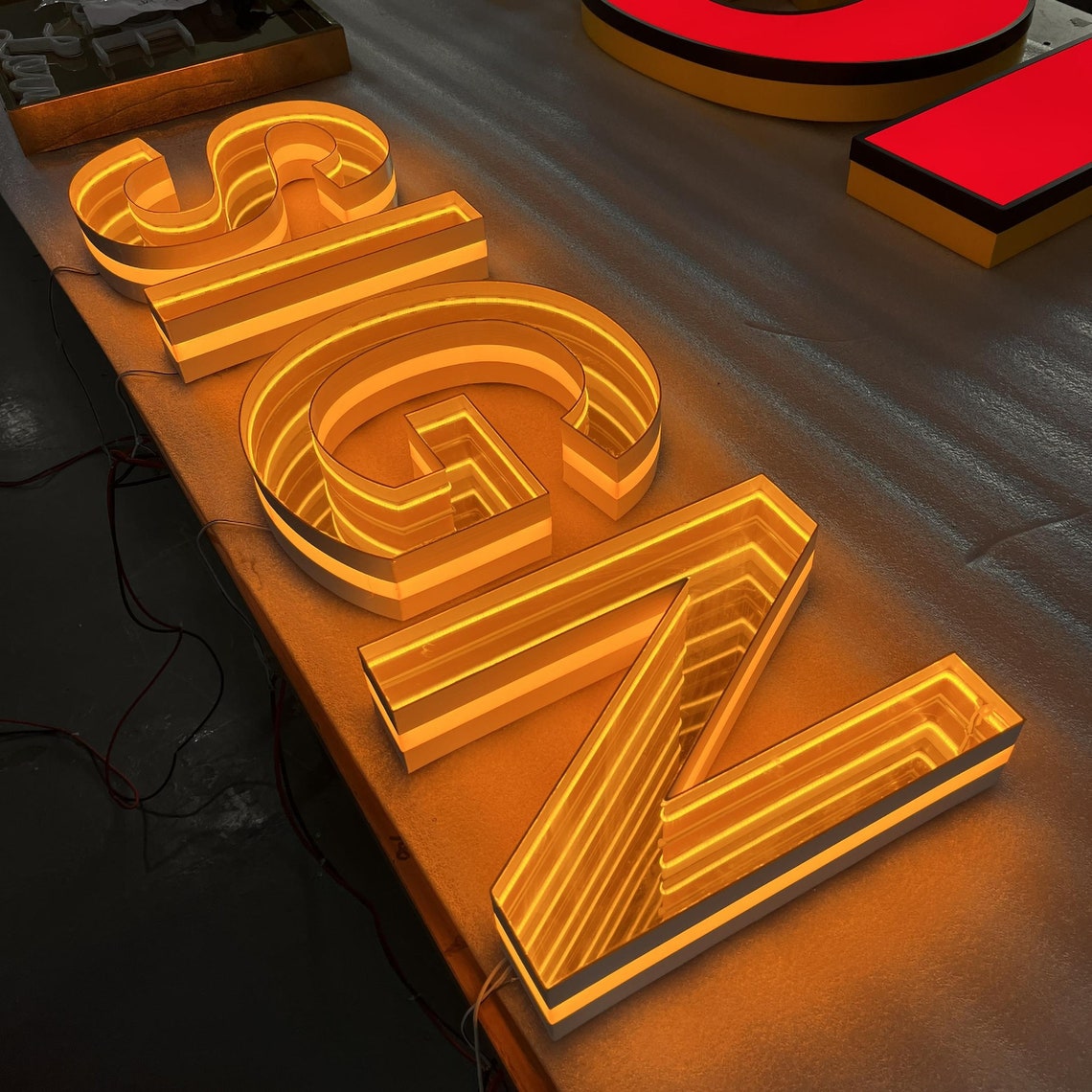 Light up Letter|Infinity LED 3D Infinity Spiegel Neon für Musical Decor ...