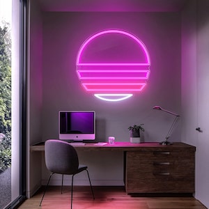 Insegna al neon multicolore Vaporwave, regalo al neon personalizzato, insegna al neon per camera da letto, decorazione per la casa fatta a mano, decorazioni Vaporwave, arte murale per ufficio