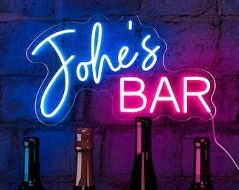 Bar Neon Sign|Custom Name Bar Neon Sign|Neon Sign Gifts| Neon Sign for Dad| Father's Day Gift | Man Cave|Personalized Home Bar Neon Light