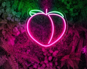 Letreros de neón de melocotón/Luces de neón LED/Letrero LED de fruta/Decoración de pared de neón/Arte de pared para dormitorio, decoración del hogar/Luz de melocotón/Decoración de restaurante