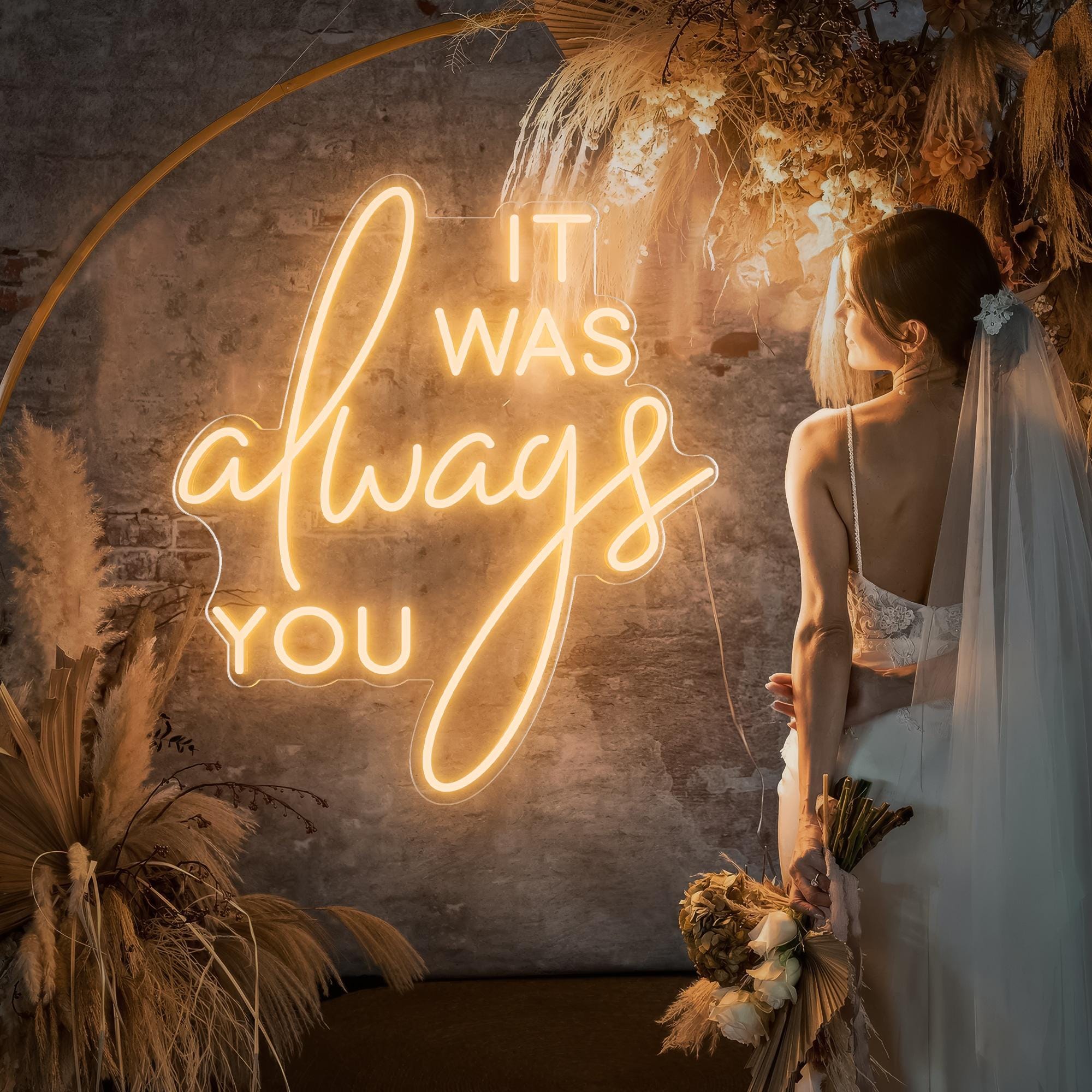 It Was Always You Neon Sign, Custom Wedding Decor, Neon Lights Wall Decor, LED NeonSign Personalized Wedding Gifts, Wedding Backdrop