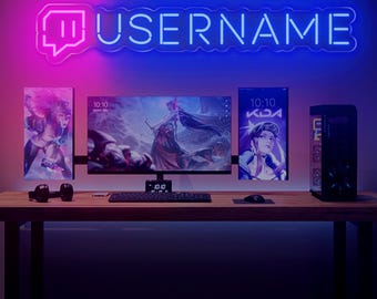 Custom Twitch Username Neon Sign,Custom gamer tag led neon sign for instagram facebook tiktok youtube Gaming decor,Man Cave Gifts,Neon Light