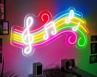 音楽ネオンサイン 調光可能 音符 スタッフ LED ネオンライト 寝室 壁