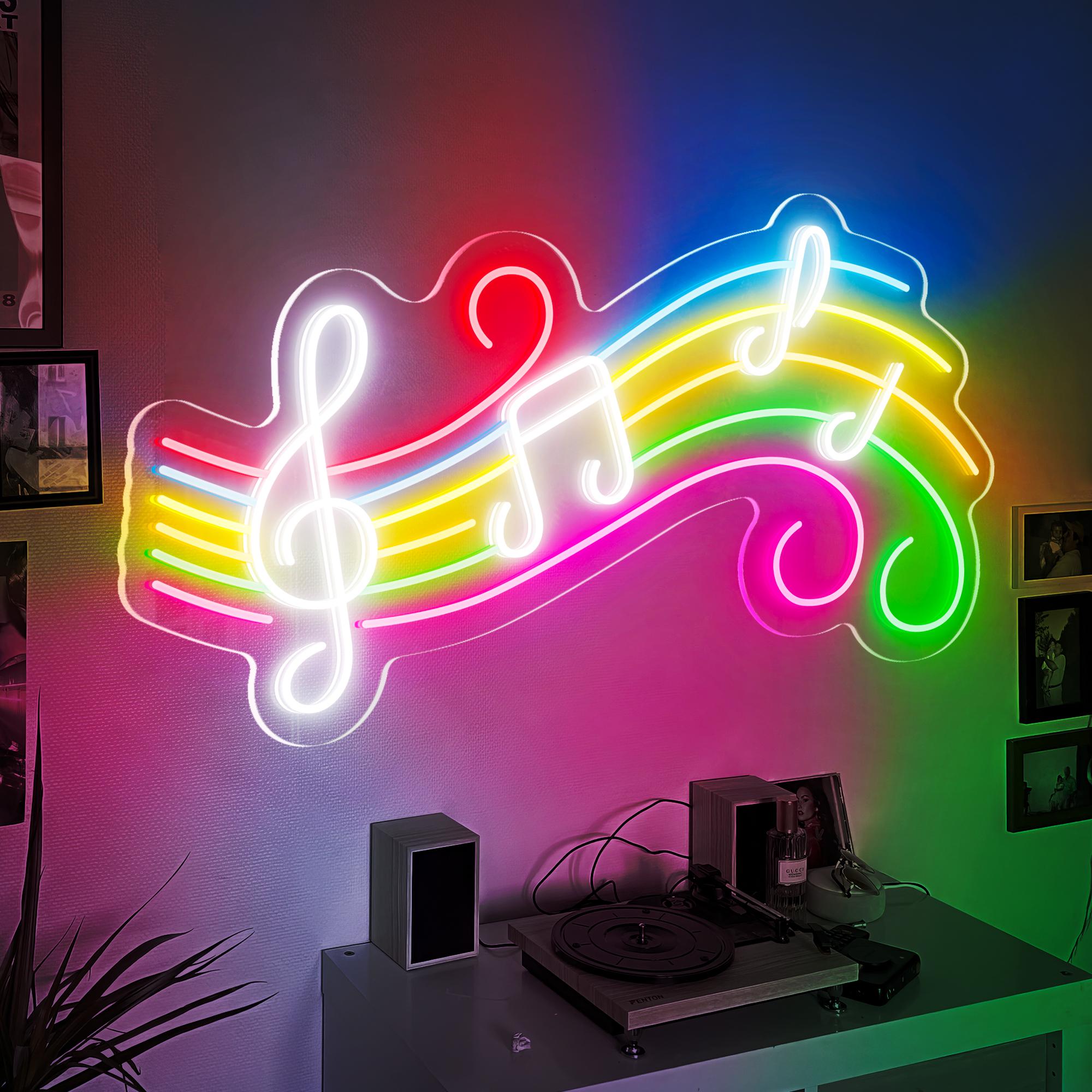 音楽ネオンサイン 調光可能 音符 スタッフ LED ネオンライト 寝室 壁