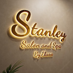 Letrero retroiluminado de metal 3D personalizado, letrero para negocios, logotipo 3D iluminado con halo, letrero retroiluminado para oficina, letrero con letras LED personalizado, letrero con logotipo iluminado