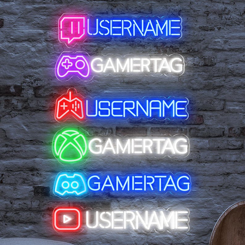 Gamer Name Sign Username Neon Sign,personalized Game Tag Neon,custom Gamer Room Neon ...