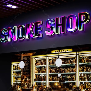 Letrero con el logotipo de la tienda de tabaco, letrero con letras personalizado para el logotipo comercial de la tienda Somke, señalización exterior, letrero con letras de canal 3D RGB