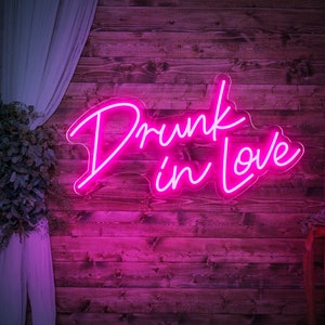 Drunk In Love Neon Sign, Custom Neon Sign Wedding Party LED Neon Light Sign,Party Wall Hanging Art,Wedding Backdrop Neon Wall Decor