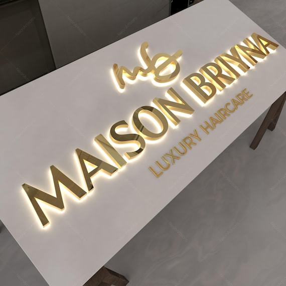 Business Sign,Backlit Sign, LED Metal Logo Sign, Light up sign, Personalized Sign,Custom Beauty Salon Sign,Metal Backlit Logo, lobby sign