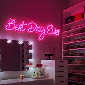 Best Day Ever Neon Sign, Custom Neon Sign Wedding, Neon Wedding Sign, Boho Wedding Sign, Wedding Backdrop, Wedding Flower Wall Sign