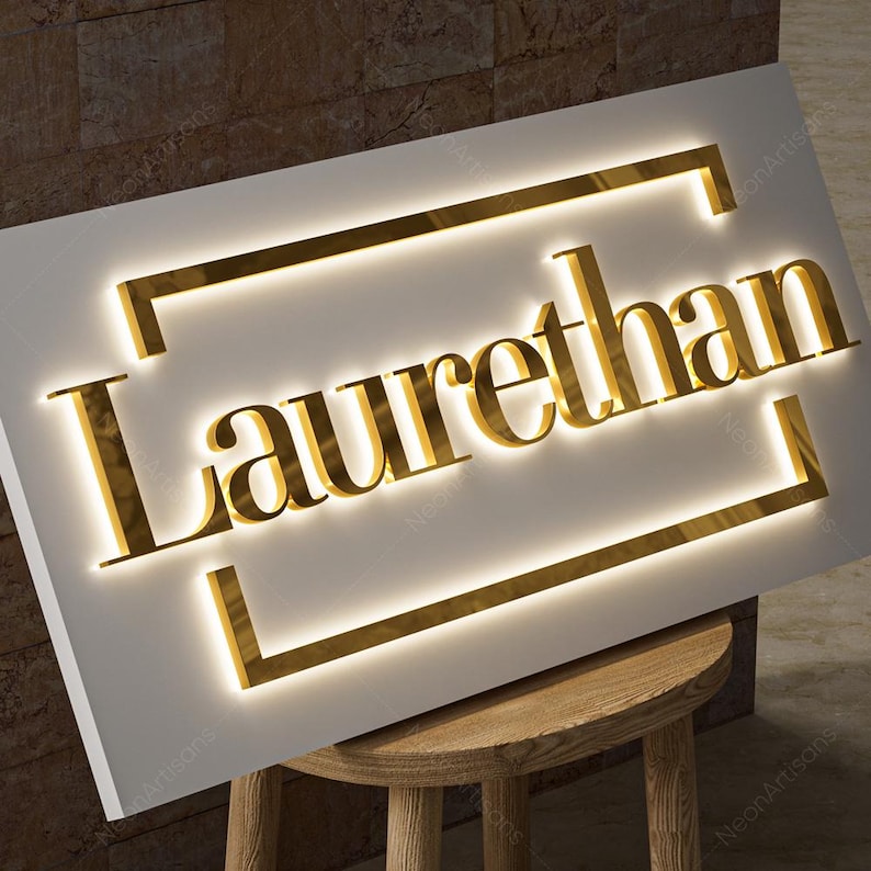 Custom Logo Sign|Backlit Letter Sign for Business Sign|Outdoor Wall Logo Signs| LED Metal Sign|Light up sign|Personalized Beauty Salon Sign image 3