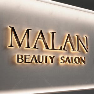 Letrero retroiluminado, letrero iluminado para negocios, letrero con letras en 3D, letrero comercial retroiluminado en 3D personalizado, letrero con logotipo retroiluminado, letrero de pared para tienda, letrero con logotipo de salón