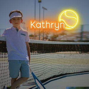 Insegna al neon da tennis con nome personalizzato, Insegna LED personalizzata per pallina da tennis, Luce del club di tennis, Decorazione per gli amanti del tennis, Decorazione della parete del negozio di tennis, Regali di Natale