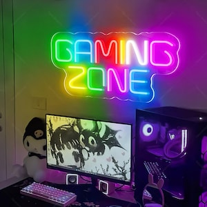 Neonreclame gamingzone, led-neonverlichting aangepaste gamingkamer, veelkleurige ledverlichting gamezone, gameroomdecor, gamercadeau, cadeau voor vriend