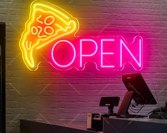 ピザオープンサイン、LEDネオンショップサイン、ピザオープンネオン