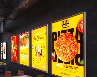 LED-frame adverteren lichtbak, restaurantreclame muurbevestiging menubord, slanke lichtbak, frame led-lichtbak bord, verlichte lichtbak