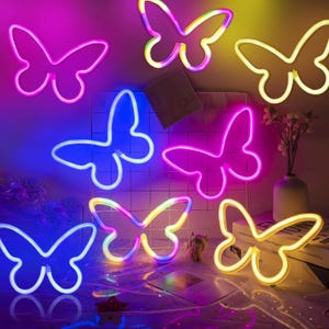 Butterfly Neon Signs, Butterfly LED Neon Light for Bedroom Wall Decor,Butterfly Neon Night Lights for Kids Room Decor Girls Home Art,