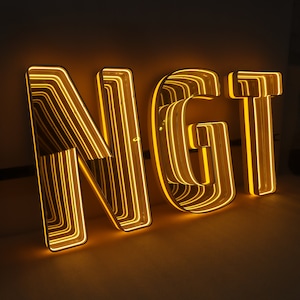 Custom Infinity Mirror Sign,LED Track Letters, 3D Infinity Mirror Sign, Light Up Letters,Indoor Led Sign, Business Sign,Reception Logo Sign