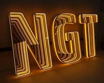 Enseigne miroir infini personnalisée, lettres LED sur rail, enseigne miroir 3D infinité, lettres lumineuses, enseigne LED d'intérieur, enseigne commerciale, enseigne logo de réception