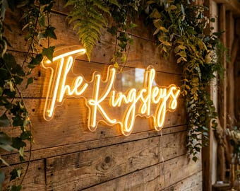 Wedding Neon Sign,Last Name Neon Sign, Rustic Wedding Decor,Custom Neon Name Sign Wedding Party Decor,Personalized Gift,Engagement Decor,