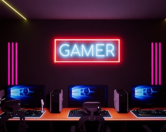 Gamer LED Neon Sign, Personalize Gamer Light, Gamer Gift, Game Room Decor, Custom Neon Sign, Gaming Wall Decor Light, Game Gift