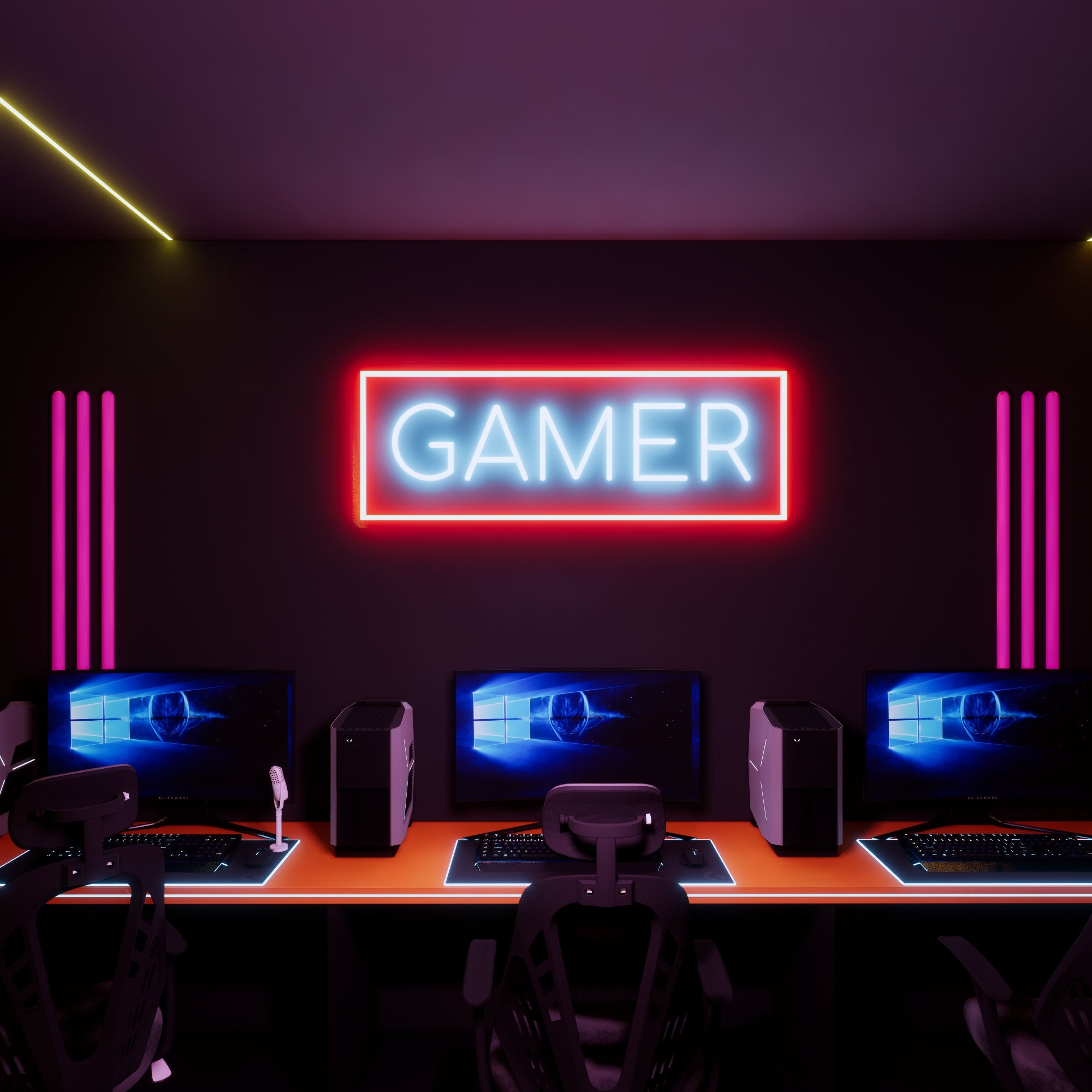 Video Game Room Decor - Neon Gamer Bedroom Set Art Posters | Unique Neon  Video Game Wall Art | Gaming Accessories, Weapons & Attributes Cool Room