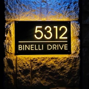 Custom Address Plaque,Address Sign,Illuminated Number Lightbox,Light Up House Numbers,Modern House Number Sign,Door Numbers. New House Gift