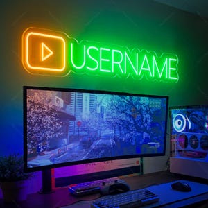 Custom Youtube Neon Sign, YouTuber Name Neon Sign, Custom Youtube Sign,Gamer Gifts, for Man, Gamer Tag Neon Light,Neon Sign Gaming Decor