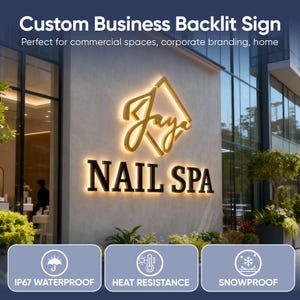 Custom Backlit Sign,Personalized Business Signage,Custom Led Sign,LC Sign,Acrylic Sign,Sign For Salon Spa Nails Store Wall Decor, Metal Sign image 11
