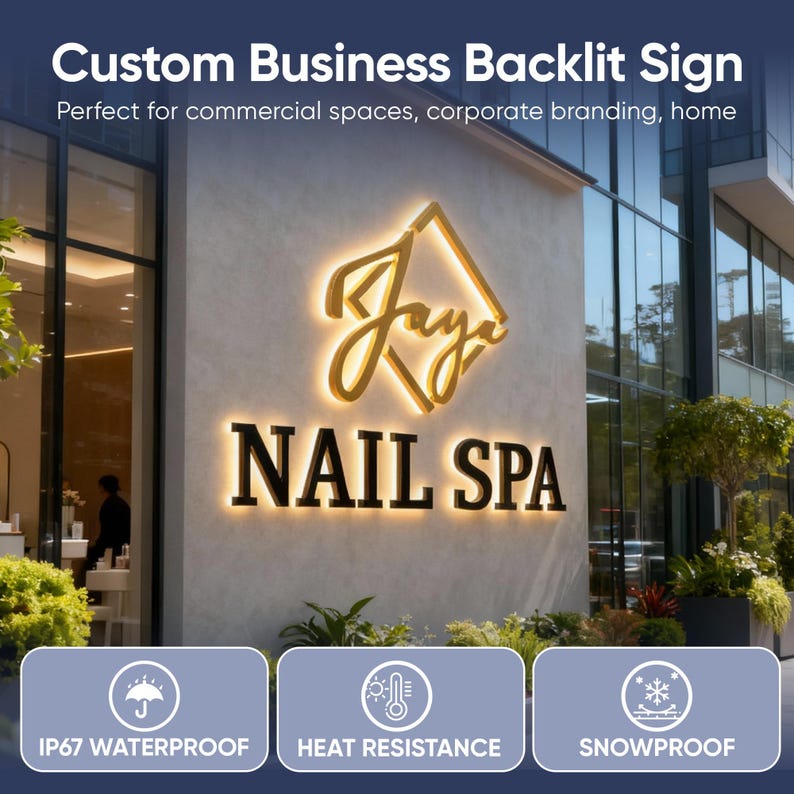 Custom Backlit Sign,Personalized Business Signage,Custom Led Sign,LC Sign,Acrylic Sign,Sign For Salon Spa Nails Store Wall Decor, Metal Sign image 11