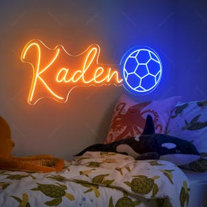 Custom Soccer Neon Sign, Personalized Sport Decor, Soccer Player Christmas Gift,Soccer Neon Name Sign Gifts for Kids,Football Bedroom Decor