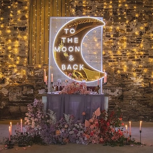 To The Moon & Back Neon Sign,Led Mirror,Neon Mirror Decor,Moon DecorLight ,Neon Decoration for Wedding Party,To The Moon and Back Sign