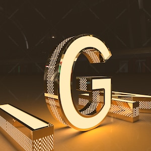 Letrero LED, Letra de canal 3D, Letreros LED para exteriores comerciales, Letrero de letras con iluminación con orificios perforados, Letrero publicitario para exteriores