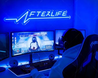 Neonreclame hiernamaals, decor videogame wandlamp, gamercadeau, cadeau voor cyberpun-fans, muurbord slaapzaal, wanddecoratie cyberpunk, wanddecoratie cyberpunk