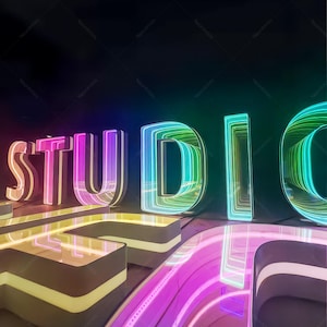 Letrero LED 3D con espejo infinito personalizado, letras de canal de riel LED personalizadas, letrero de neón con espejo infinito, letrero comercial, letrero con letras LED