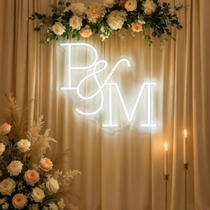 Custom Initials Neon Sign,Wedding Neon Sign, Custom Wedding Name Sign With Initials,Engagement Party Sign, Wedding Party Backdrop Wall Decor