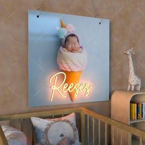 Neon Canvas,Photo Printing,Pop Art Painting Neon Sign,Babyroom Wall Decor, Modern Art Canvas, Pop Culture Unique Acrylic Neon Signs,