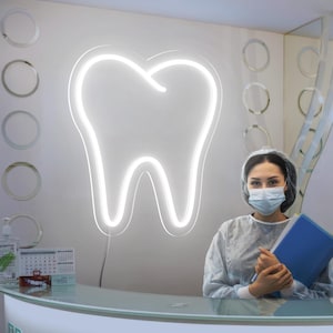 Insegna al neon per denti, decorazione luminosa per studio dentistico, decorazione da parete con luce al neon, regalo personalizzato per dentista, insegna luminosa notturna per dentista, insegna per clinica dentistica