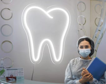 Tooth Neon Sign, Dental Office Light Decor,Neon Light Wall Decoration,Personalized Dentist Gift,Dentist Night Light Sign, Dental Clinic Sign